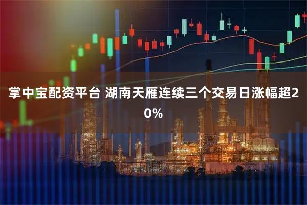 掌中宝配资平台 湖南天雁连续三个交易日涨幅超20%