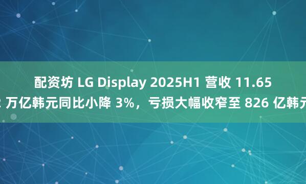 配资坊 LG Display 2025H1 营收 11.652 万亿韩元同比小降 3%，亏损大幅收窄至 826 亿韩元