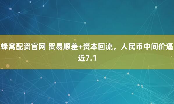 蜂窝配资官网 贸易顺差+资本回流，人民币中间价逼近7.1