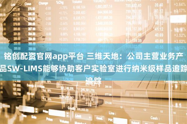 铭创配资官网app平台 三维天地：公司主营业务产品SW-LIMS能够协助客户实验室进行纳米级样品追踪